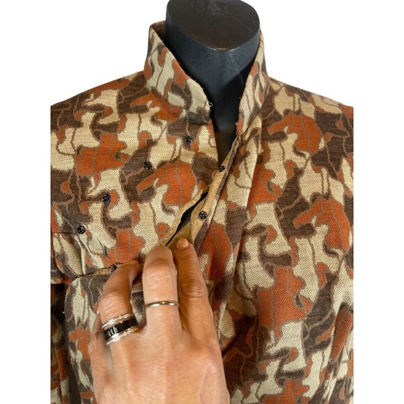 Vintage 1970’s Shanghai Artsy Retro Style Fitted Long Sleeve Midi Dress Sz 6 - Picture 4 of 9